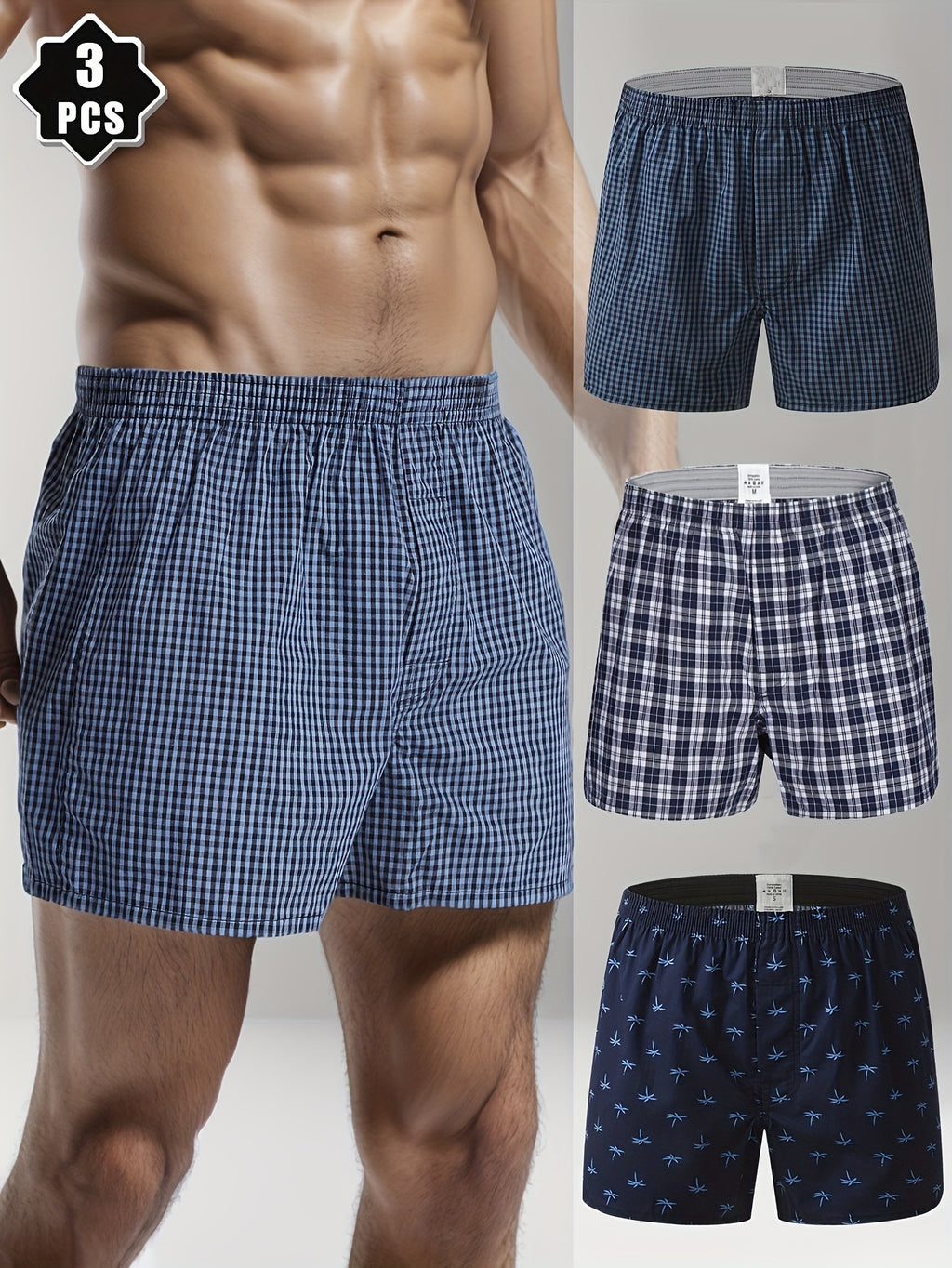 Boxer large de sport coton homme — lot de 3