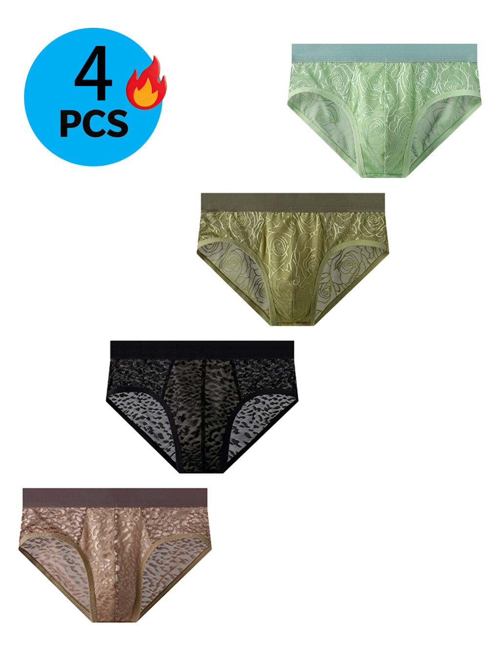 Slip respirant microfibre homme — lot de 4, uni, du S au XL (modèle 2)