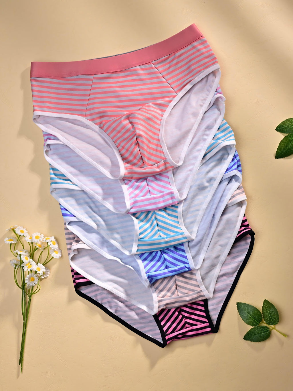 Slip sans couture bambou homme — lot de 6, rayé