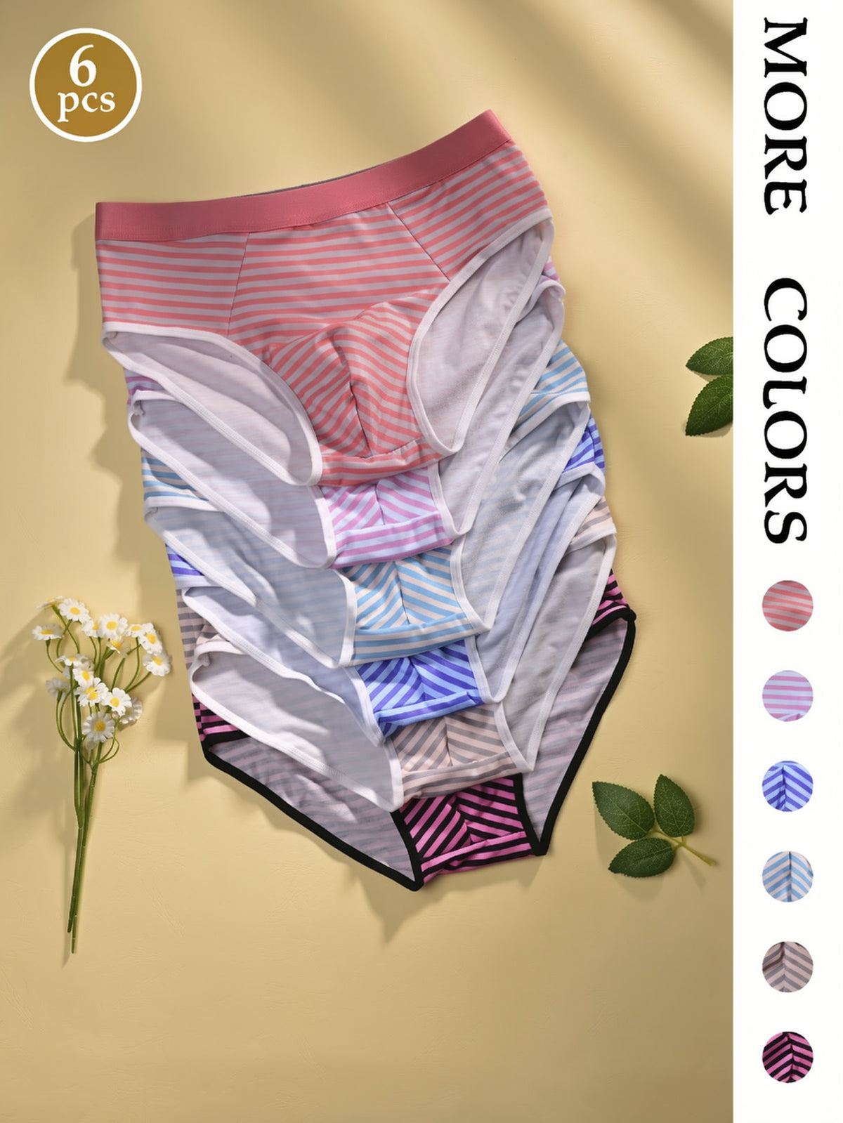 Slip sans couture bambou homme — lot de 6, rayé