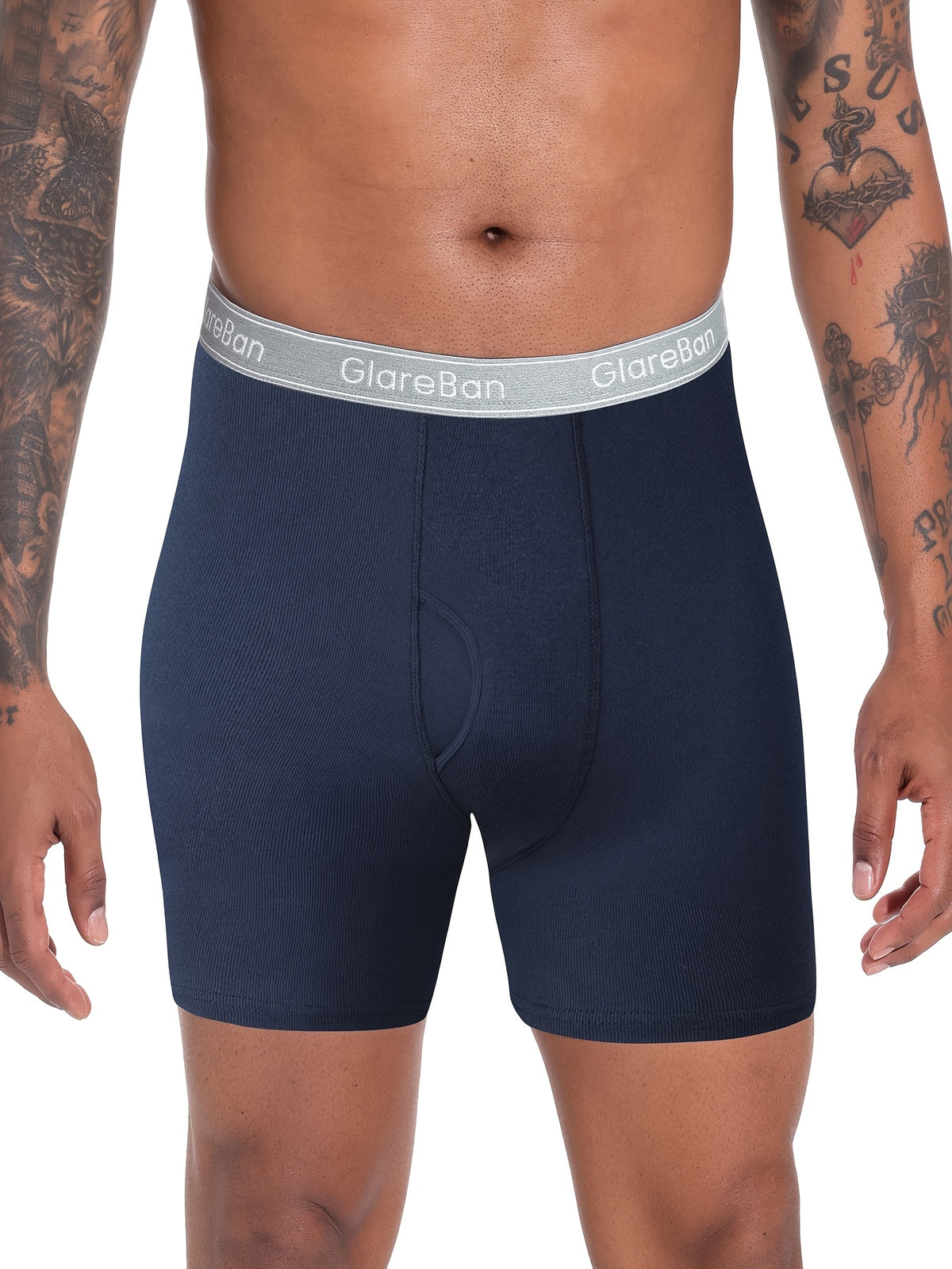 Boxer long coton homme — lot de 3, uni, assortiment S