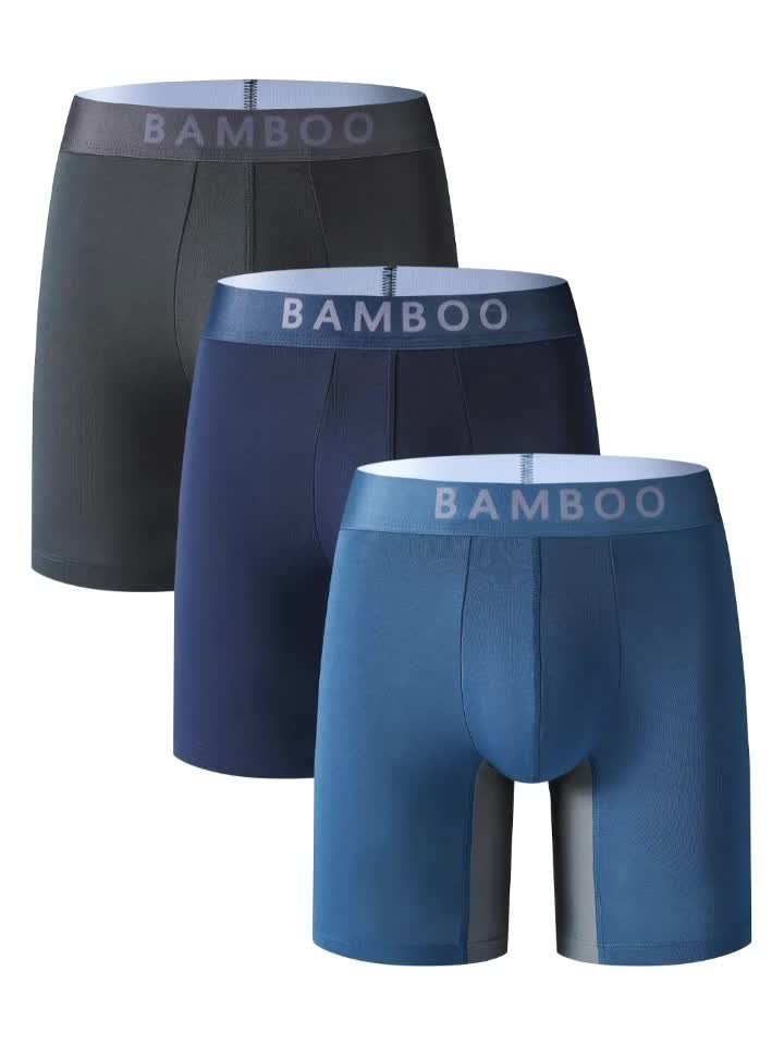 Boxer respirant bambou homme — lot de 3, uni, assortiment S