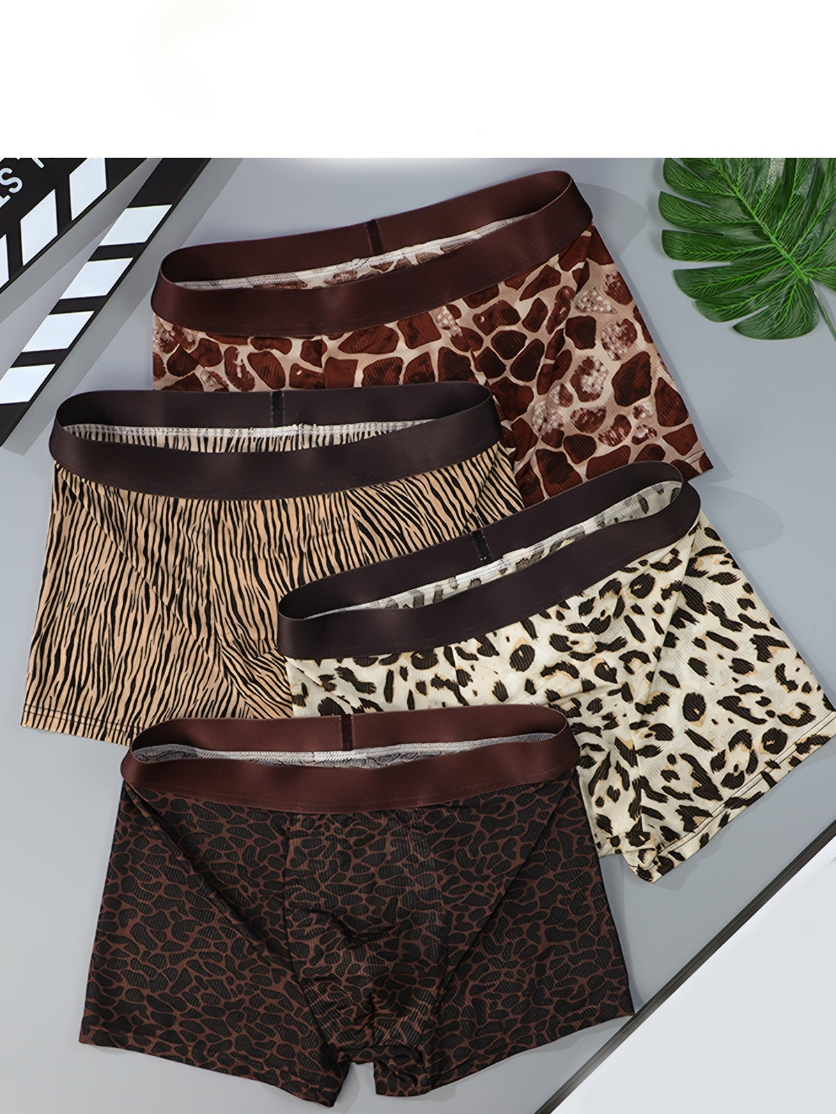 Boxer sans couture respirant microfibre homme — lot de 4, rayé