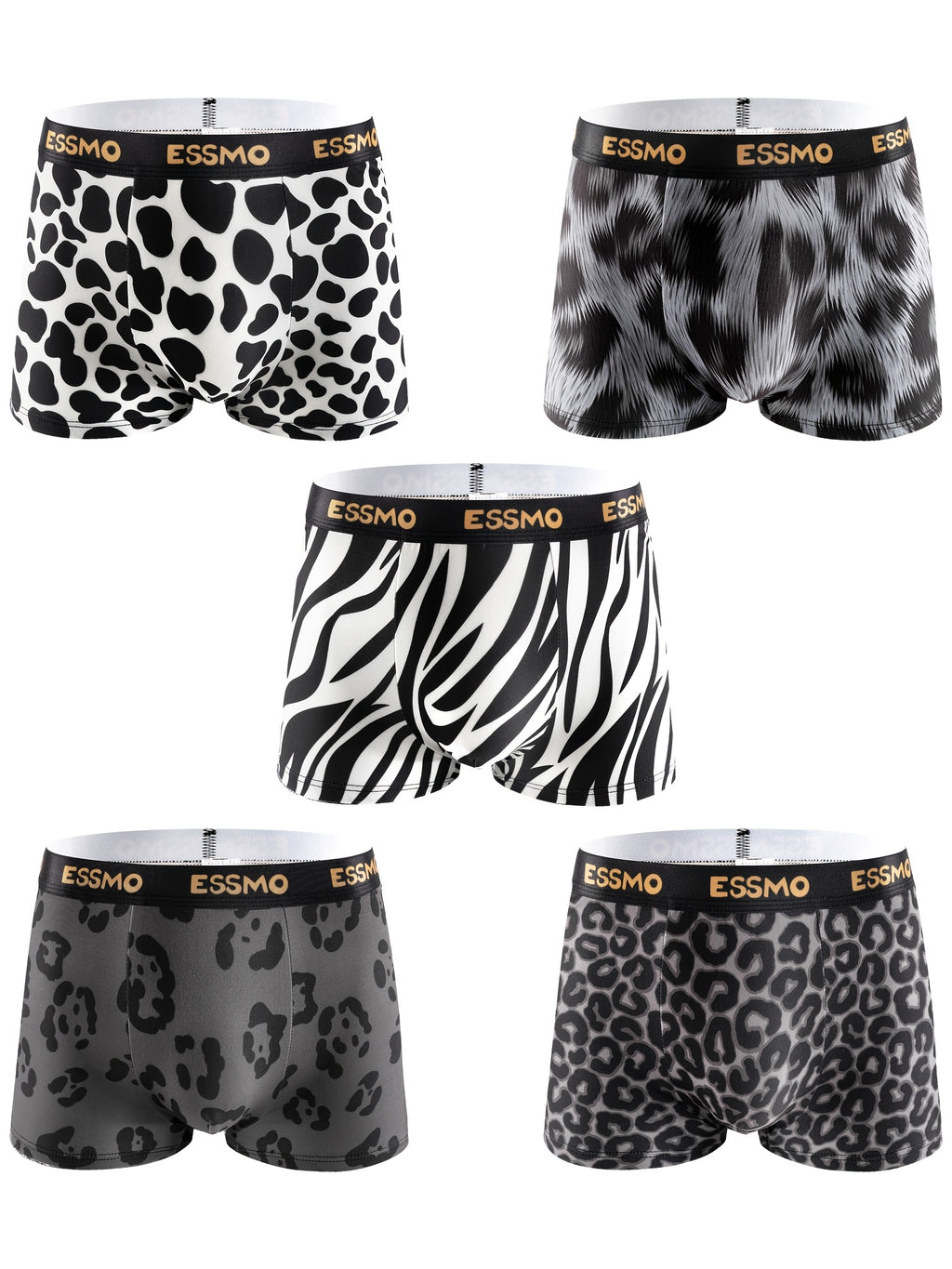 Boxer microfibre homme — lot de 5, géométrique, assortiment E