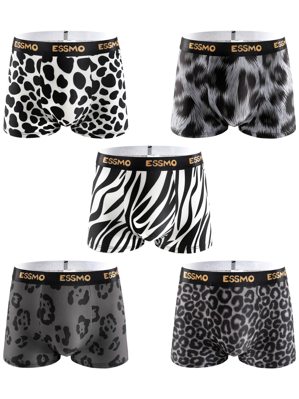 Boxer microfibre homme — lot de 5, géométrique, assortiment E