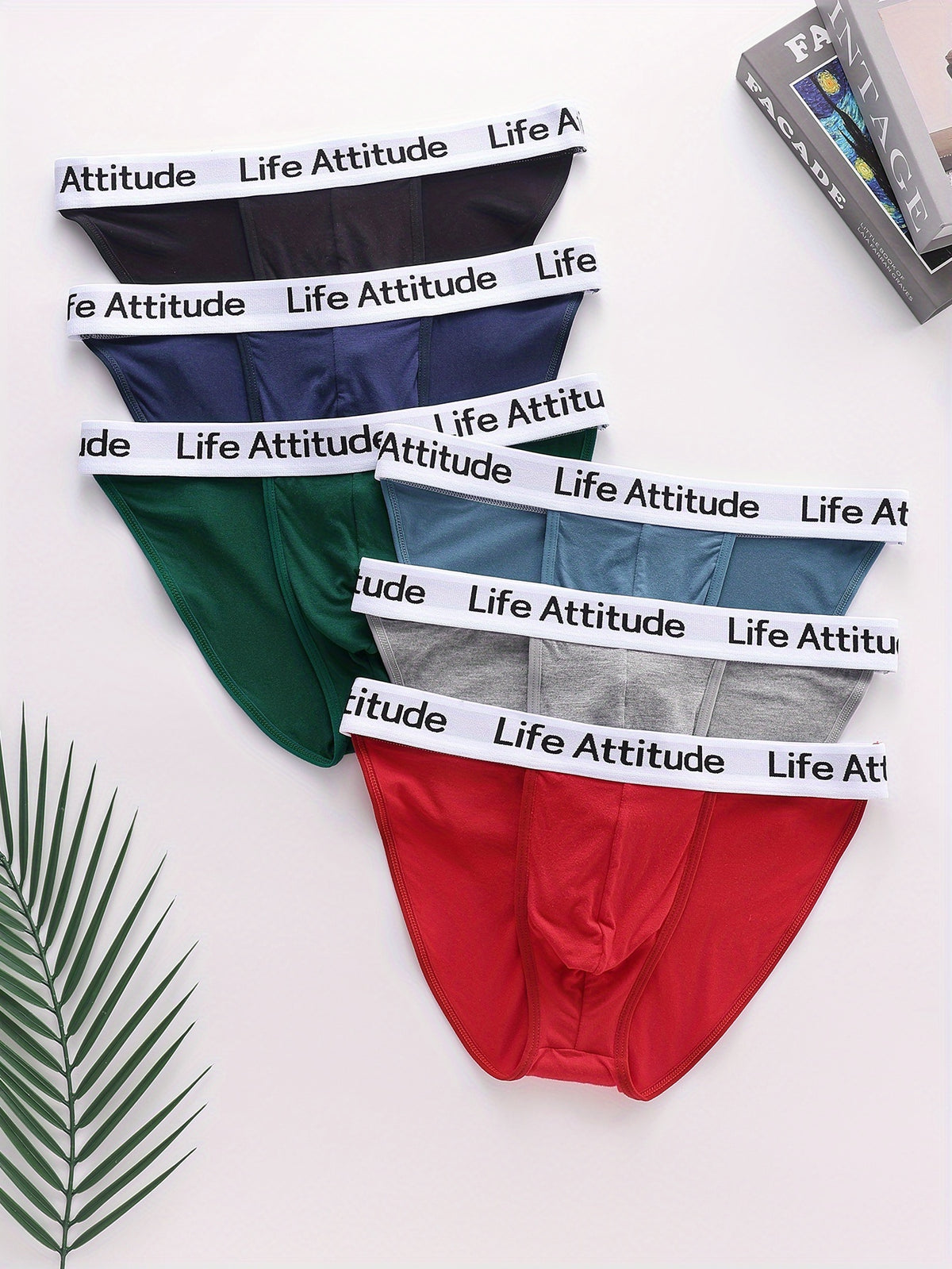 Slip taille basse respirant bambou homme — lot de 6, noir+vert bois+bleu brume+gris foncé+rouge+bleu marine